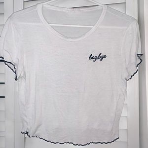White Agaci Crop Top  “Boy Bye” (size M)